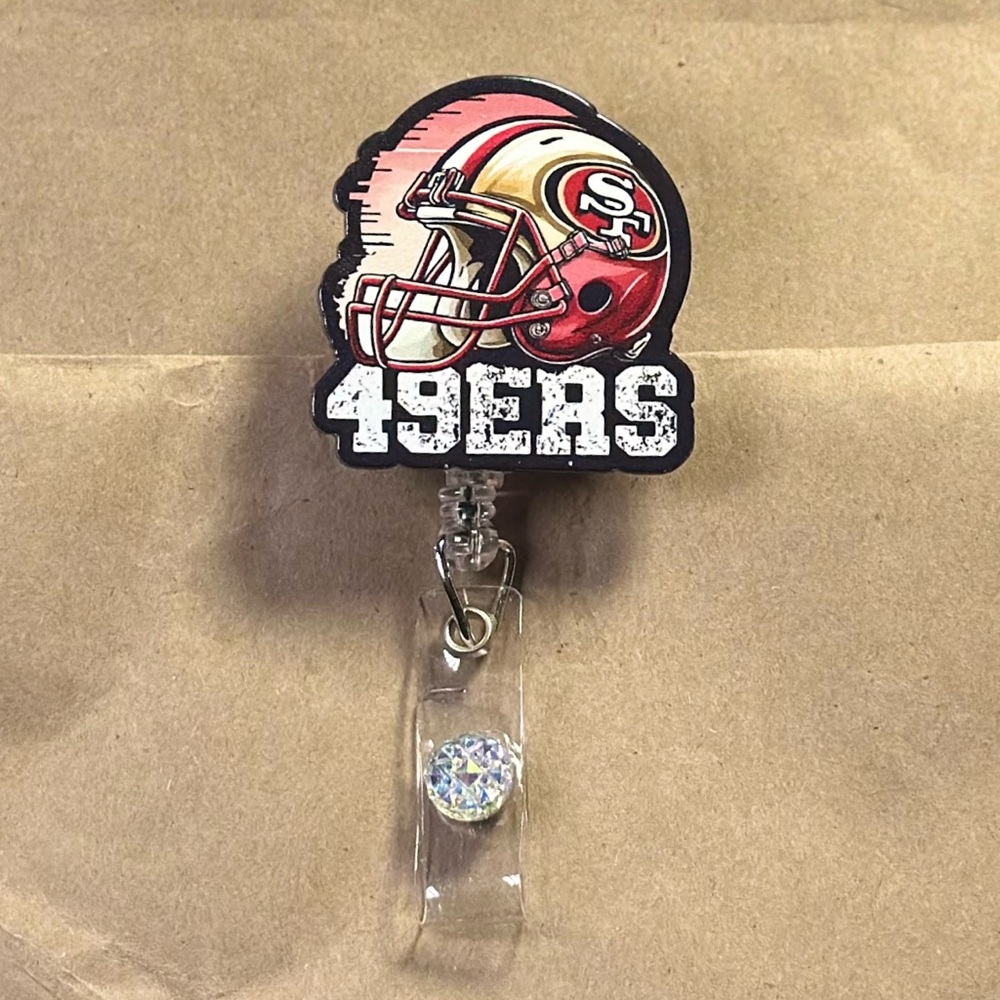49ers Helmet badge reel - Red and Black